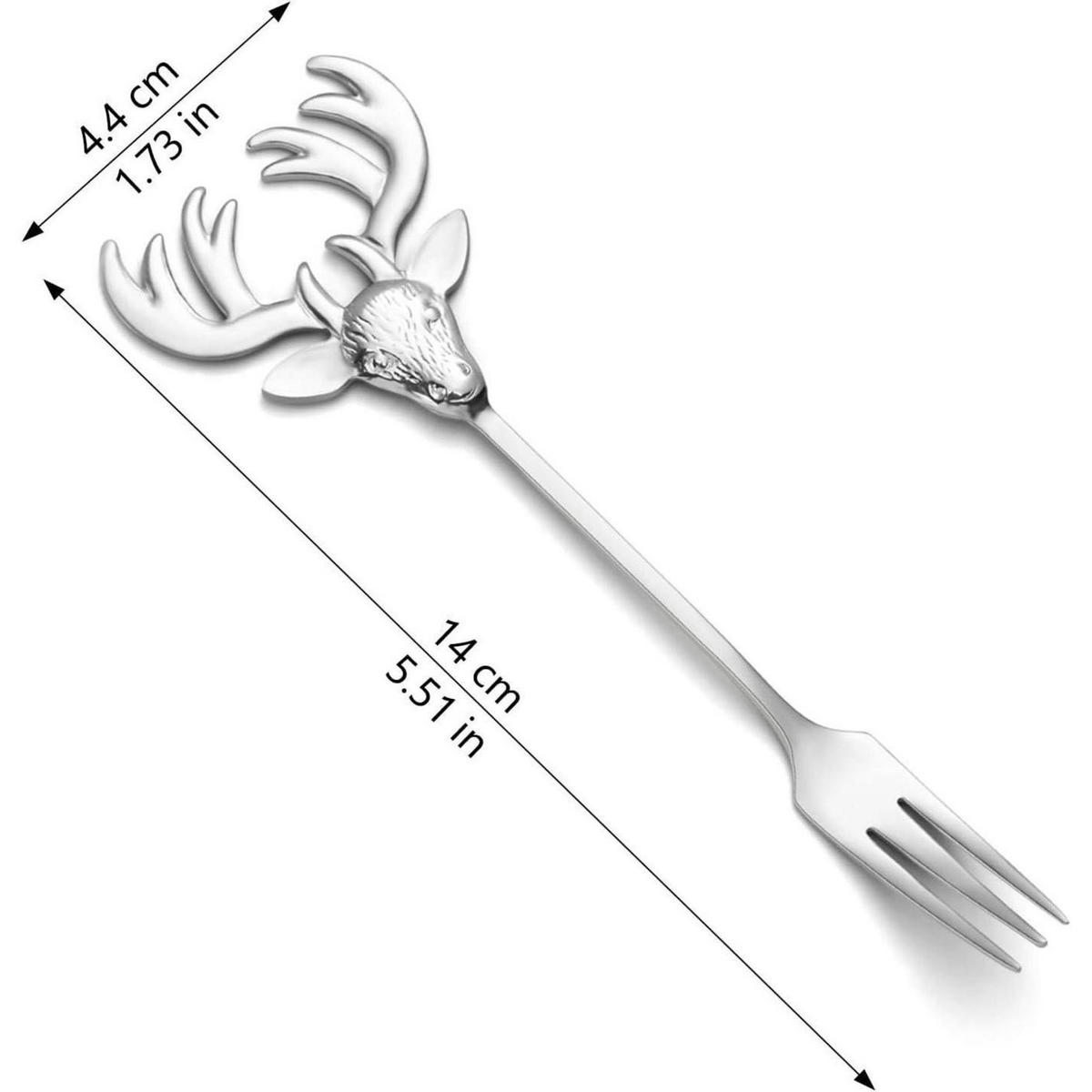 KUCHENGABELN 12-teiliges Set Rentier Edelstahl 14 cm - Silberfarben, Metall