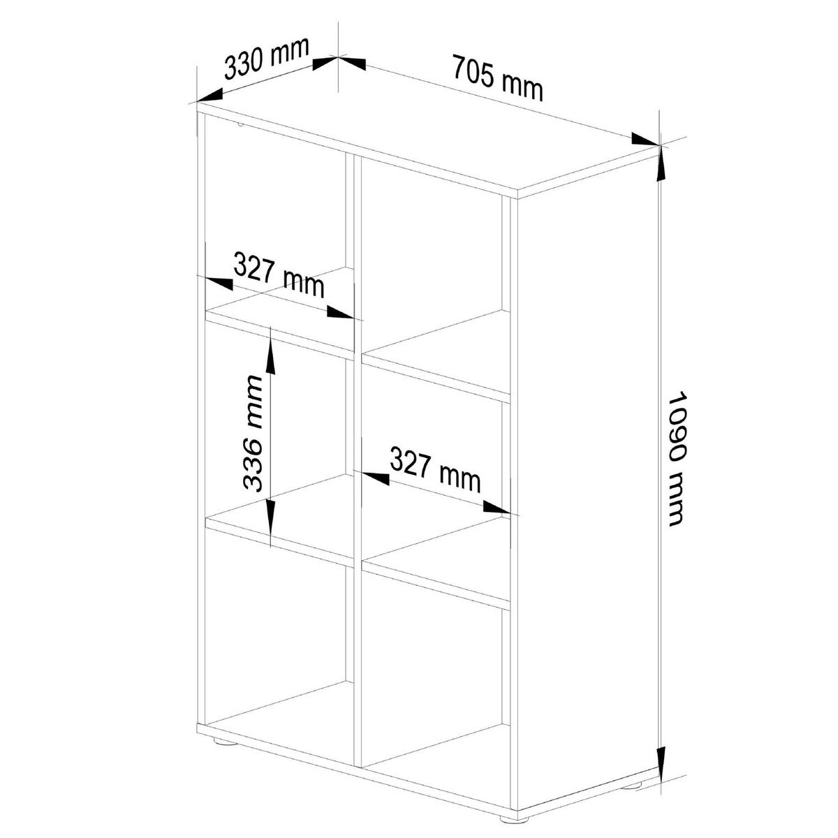 REGAL QUAD Weiß 70,5x109x33 cm - Weiß, Holzwerkstoff (70.5/109/33cm) - Akord