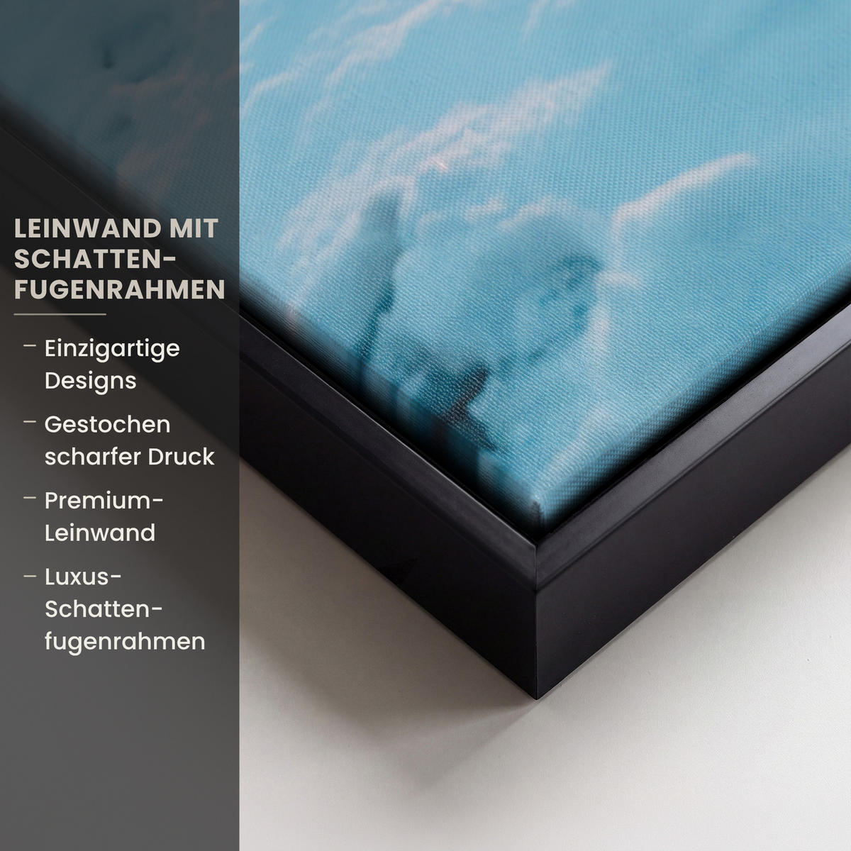 LEINWAND Bilder mit Rahmen - Winterlandschaft - Natur - Haus - Berge - Schnee - 60x90 - Hellblau, Textil (60/90cm) - MuchoWow