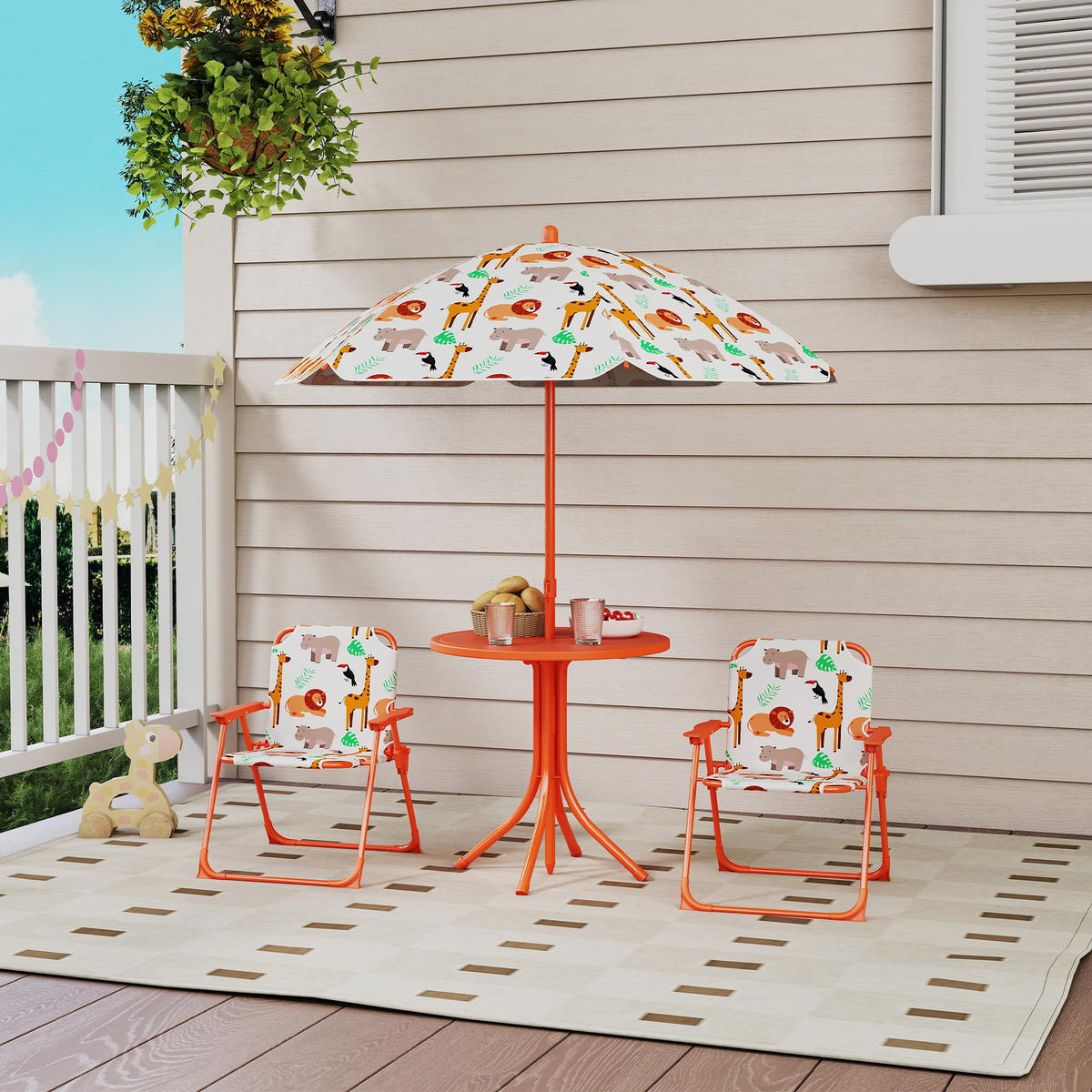 KINDERSITZGRUPPE DE-17559 Tiermotiv mit Sonnenschirm Orange - Orange, Kunststoff (49.5/50/49.5cm) - ComfortXL