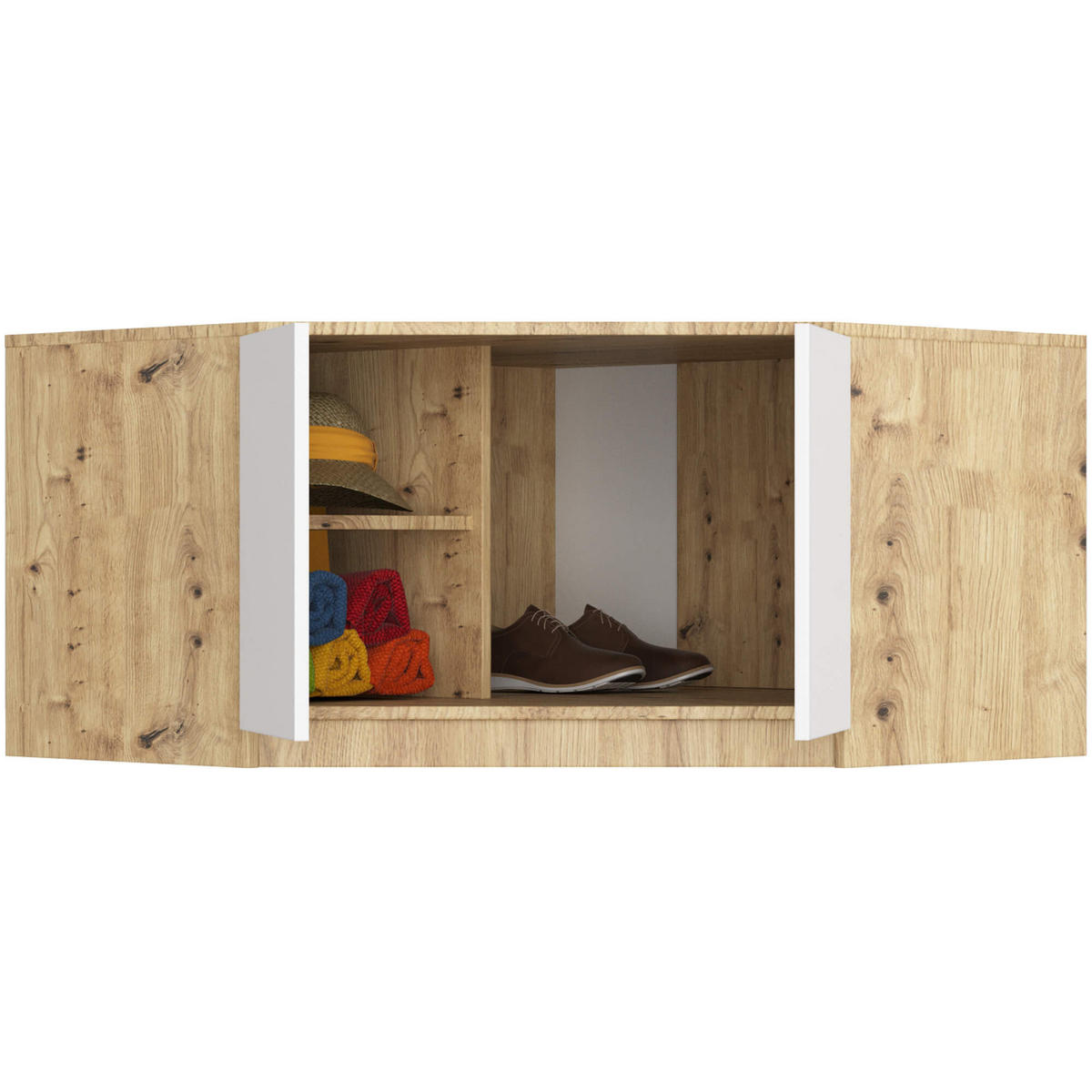 AUFSATZSCHRANK Eiche Artisan, Weiß 100x50x55 cm - Weiß/Eiche Artisan, Holzwerkstoff (100/55/50cm) - Akord