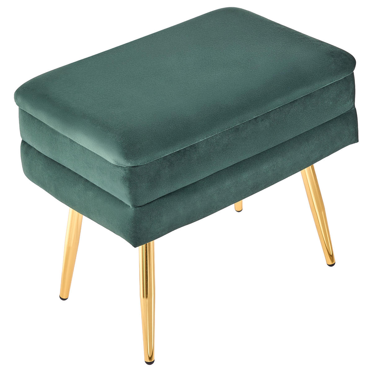 KLÄDD BÄNK med förvaring sammet mörkgrön Odessa - Grön/Guldfärgad, Textil (49/43/34cm) - Beliani