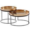 COUCHTISCH 2er Set Aluminium Hammerschlag Handgefertigt, Gold 56x56x33 cm - Goldfarben/Schwarz, Metall (56/56/33cm) - KADIMA DESIGN