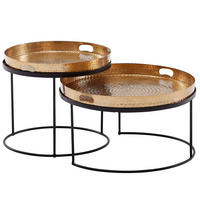 COUCHTISCH 2er Set Aluminium Hammerschlag Handgefertigt, Gold 56x56x33 cm - Goldfarben/Schwarz, Metall (56/56/33cm) - KADIMA DESIGN