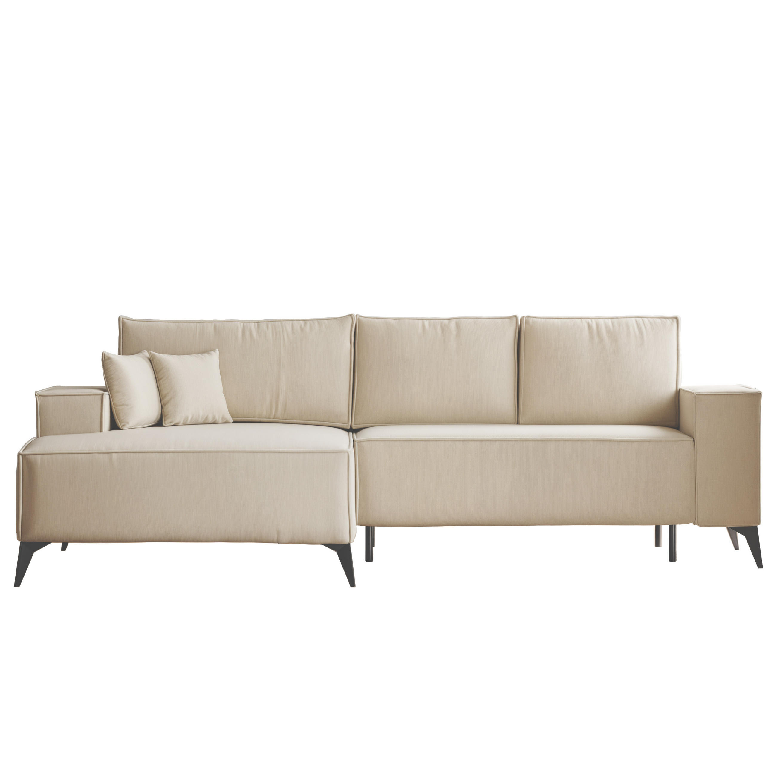 ECKSOFA OTIS Links, mit Schlaffunktion und Bettkasten, Creme - Creme, Textil/Metall (294/185cm) - Idohome
