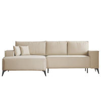 ECKSOFA OTIS Links, mit Schlaffunktion und Bettkasten, Creme - Creme, Textil/Metall (294/185cm) - Idohome