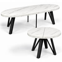 ESSTISCH rund ausziehbar 100/300/76 cm, Marmor, 54 cm Tischplatte + Industrial Metallgestell Schwarz - Hellgrau/Schwarz, Holzwerkstoff/Metall (100/300/76cm) - Damale Möbel