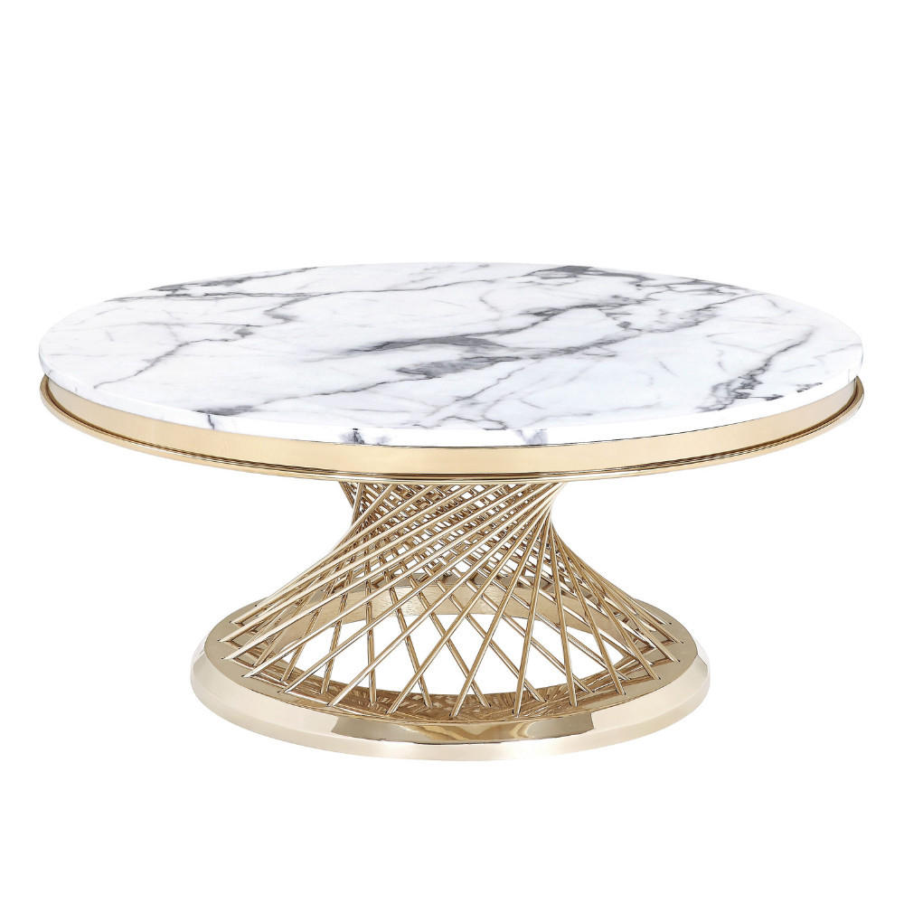 COUCHTISCH Weiß echtes Marmor 100 cm - Weiß, Stein (100/100/47cm) - alesvelt