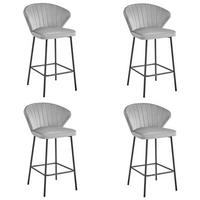 BARHOCKER 4-er Set GATTA silbergrauer Sitz, schwarze Basis - Silberfarben/Schwarz, Metall (43.5/90.5/36.5cm) - Valora