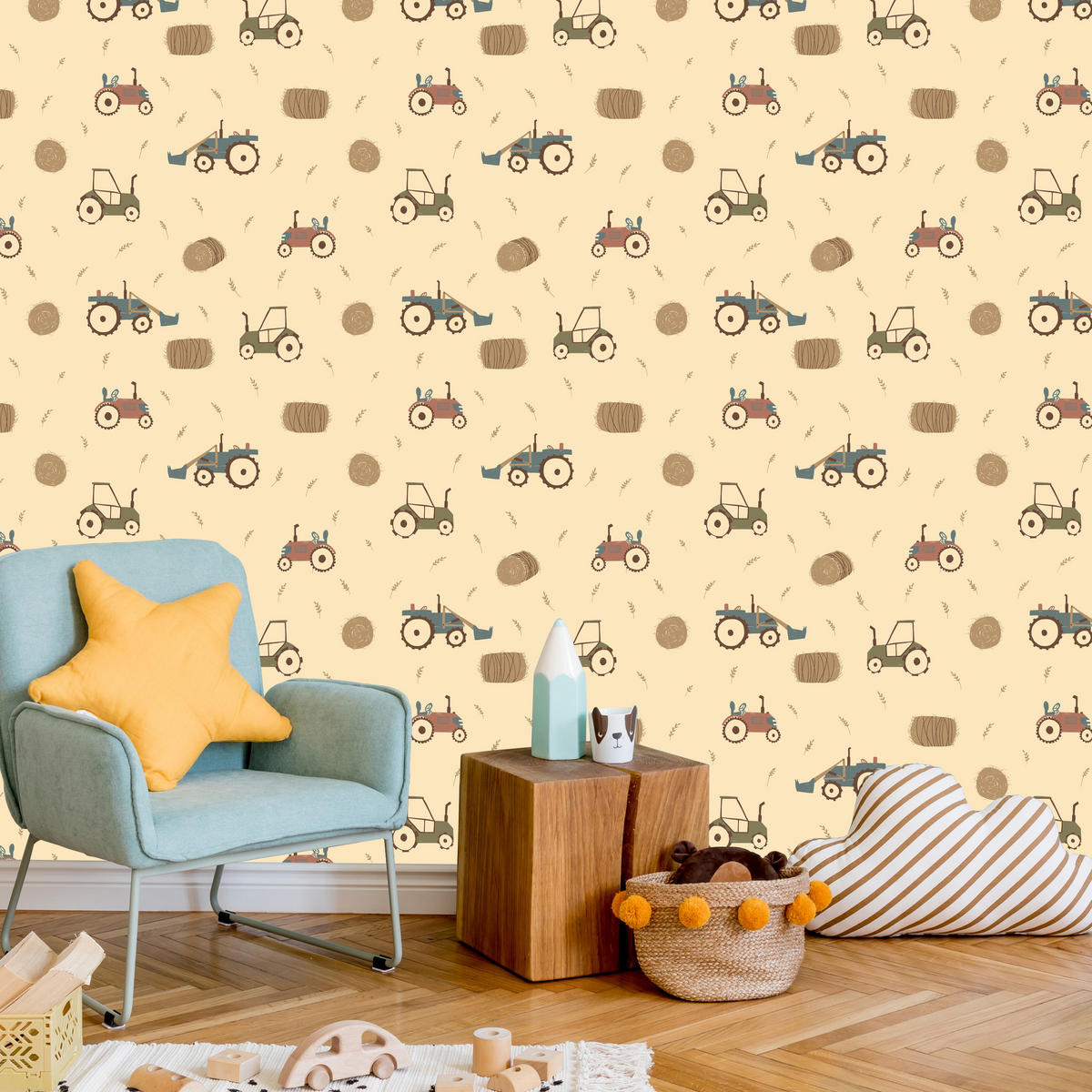 VLIESTAPETE Traktoren und Landmaschinen – Braun, Beige – 50x1000 cm - Beige/Braun, Papier (50/1000cm) - Muralo