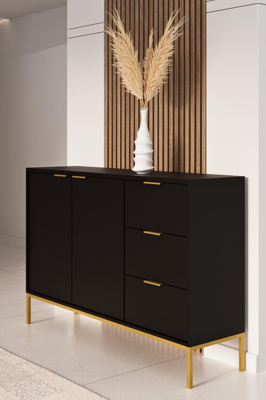 KOMMODE Austin 40/100,4/150 - Goldfarben/Schwarz, Holzwerkstoff (40/100/150cm) - RAUMHIRSCH FURNITURE