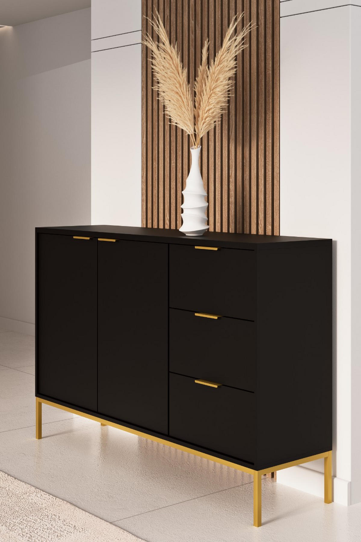 KOMMODE Austin 40/100,4/150 - Goldfarben/Schwarz, Holzwerkstoff (40/100/150cm) - RAUMHIRSCH FURNITURE