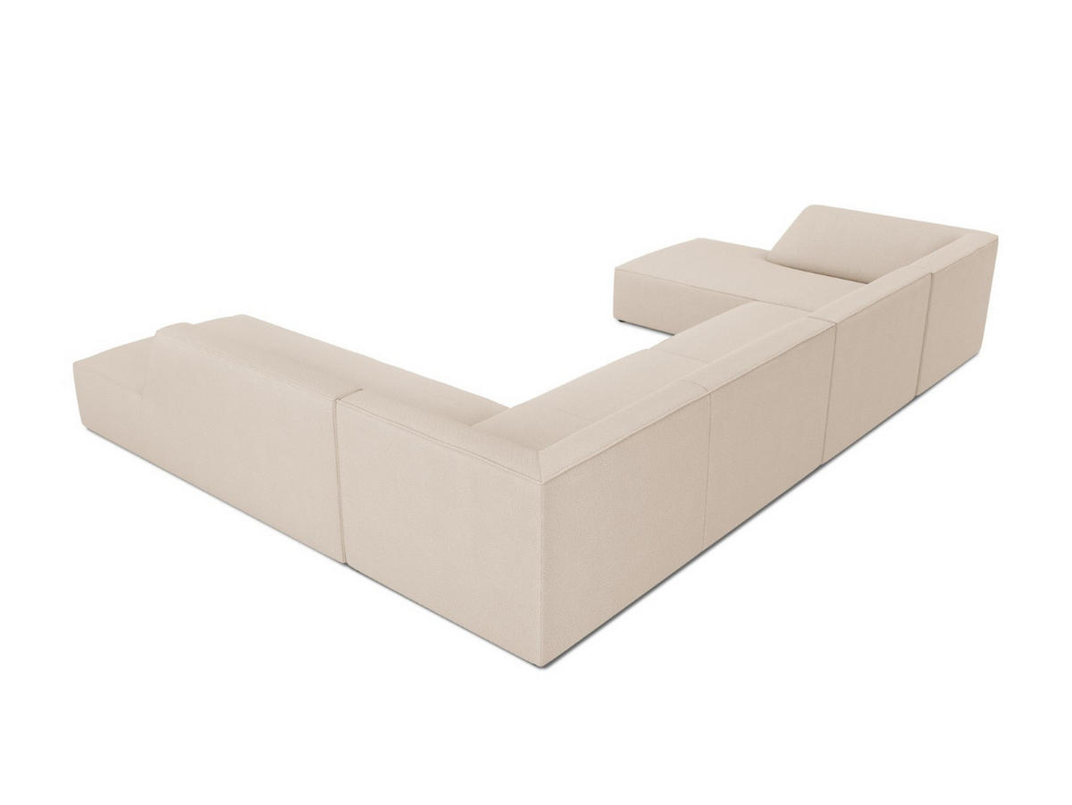 PANORAMASOFA rechts Ruby aus strukturiertem Stoff beige 7 Sitzplätze - Beige/Creme, Textil (273/69/366cm) - Micadoni