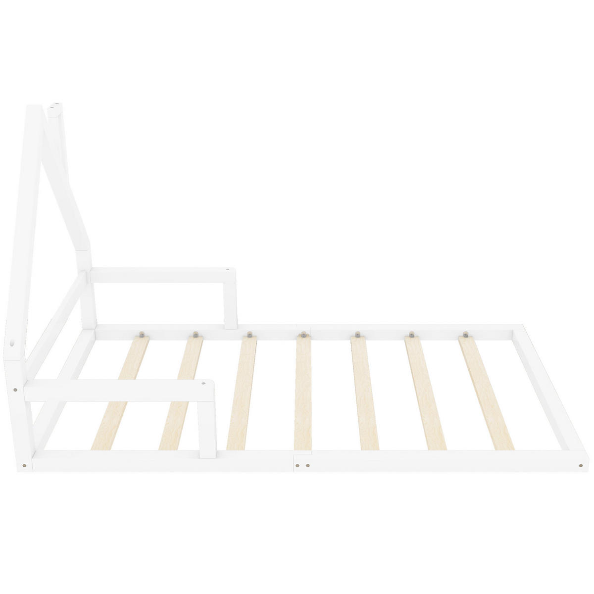 HAUSBETT 90/200 cm Hausform Weiß aus Kiefer massiv - Weiß, Holz (90/200cm) - OKWISH