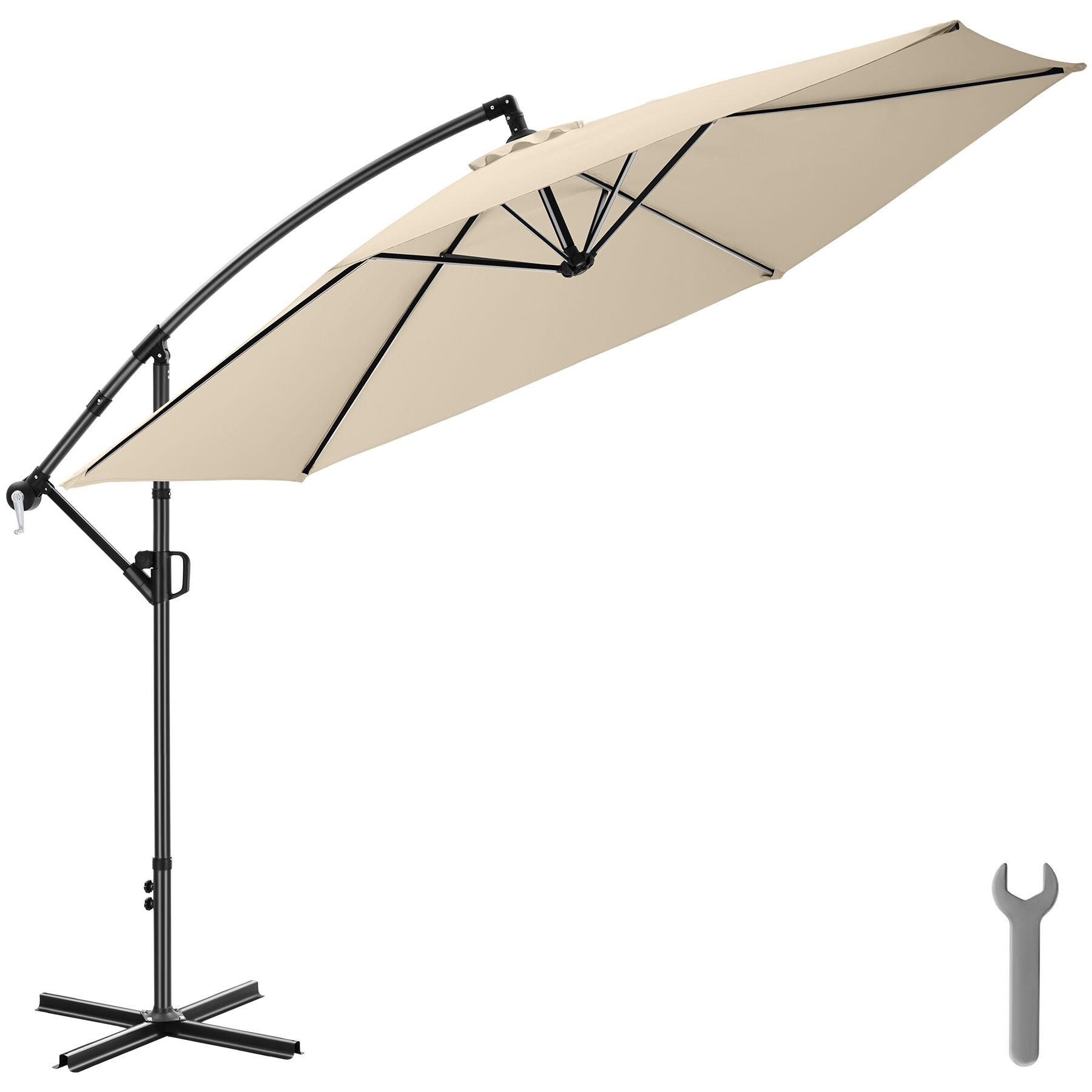 AMPELSCHIRM Artemis, inkl. Schutzhülle, beige - Beige, Metall (350/337cm) - tectake