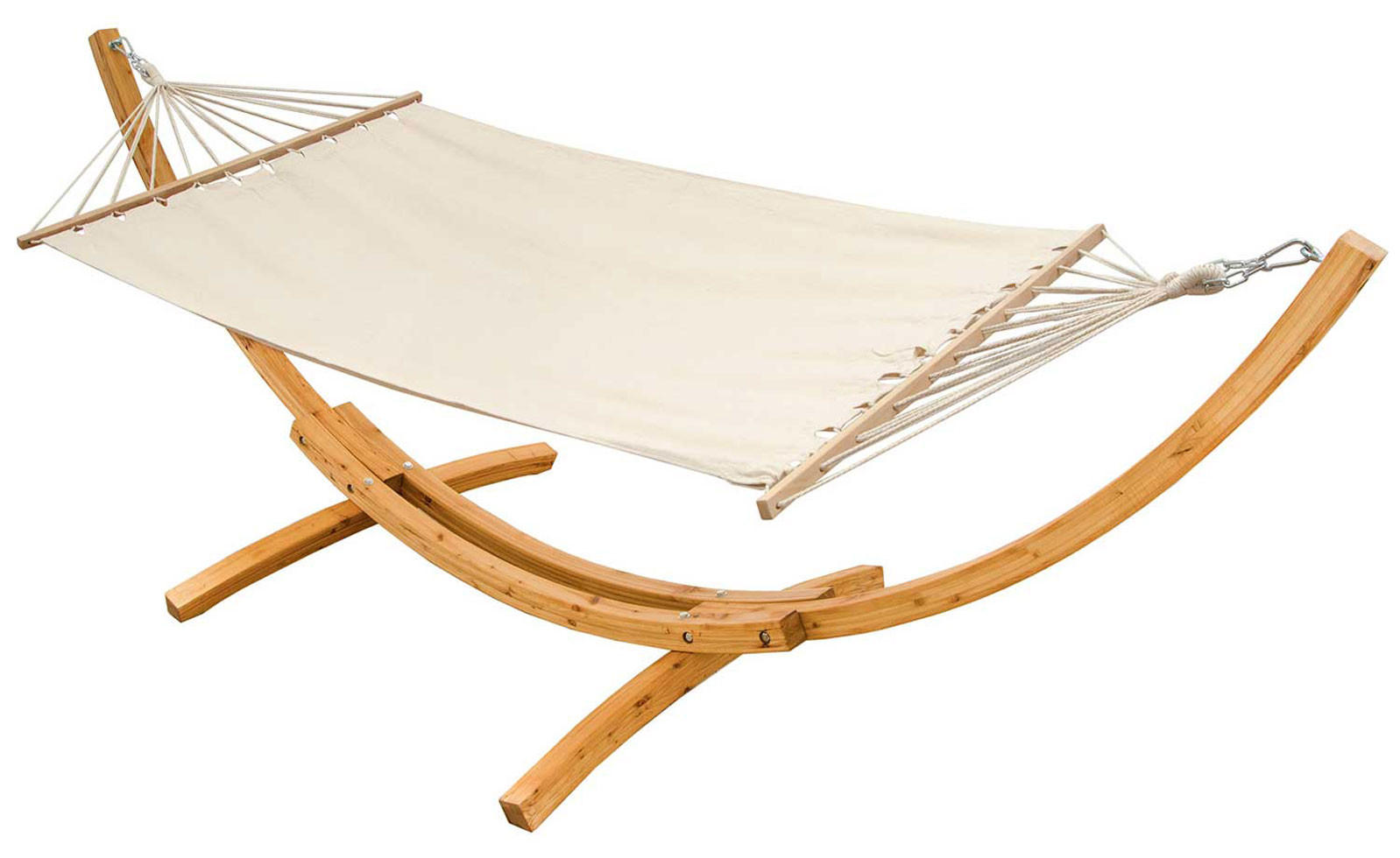 XXL-HÄNGEMATTE mit Holzgestell bis 150kg, 325/120cm, Beige - Beige, Holz (120/2.5/325cm) - Amanka