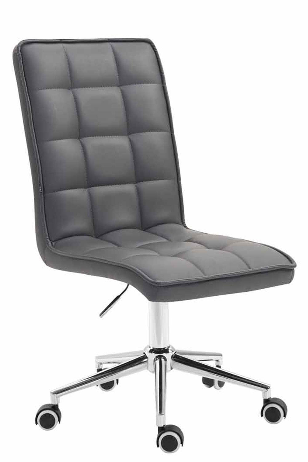 DREHSTUHL Lederlook grau - Chromfarben/Grau, Textil/Metall (43/90/61cm) - CLP