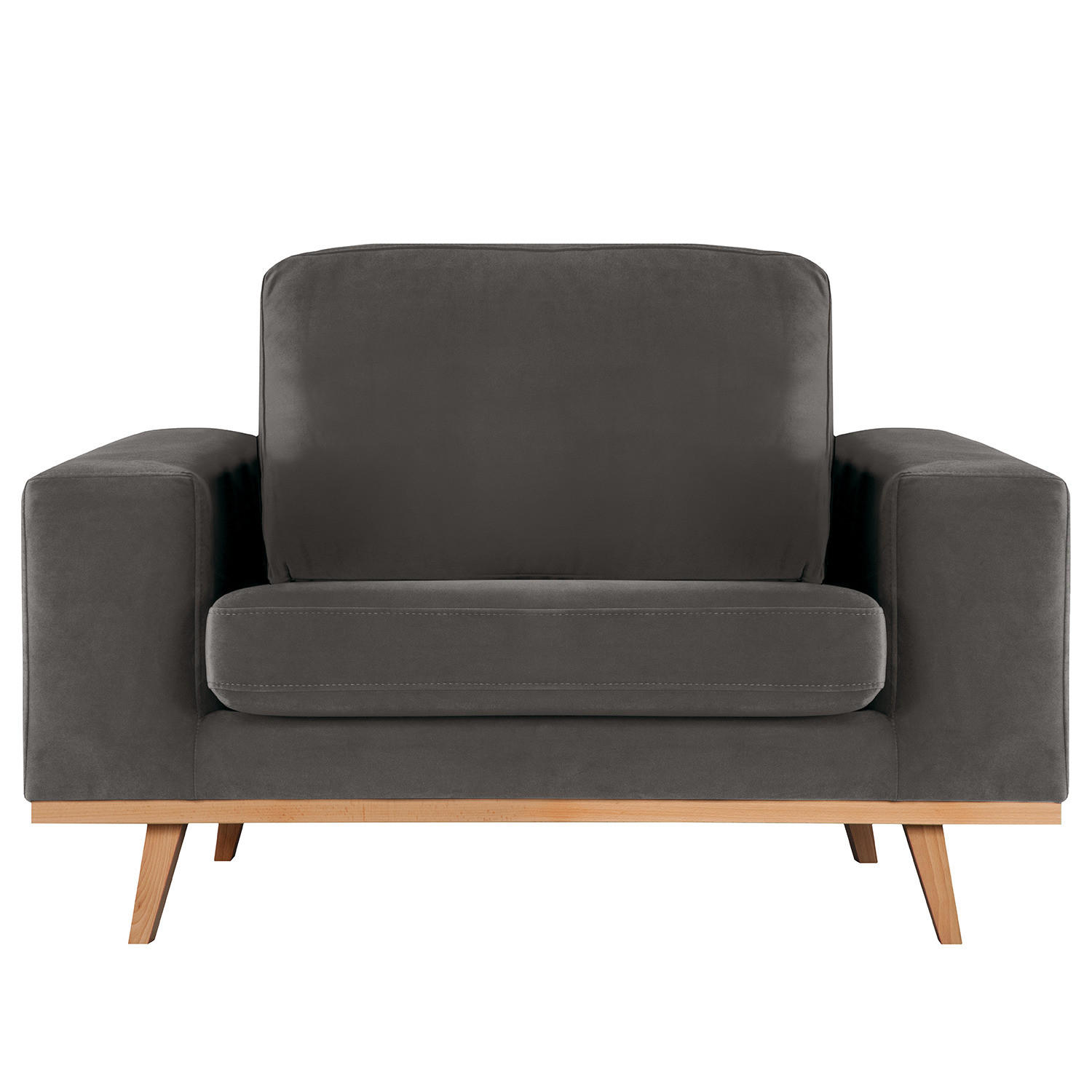 SESSEL - Dunkelgrau/Buchefarben, Textil (122/81/88cm) - home24