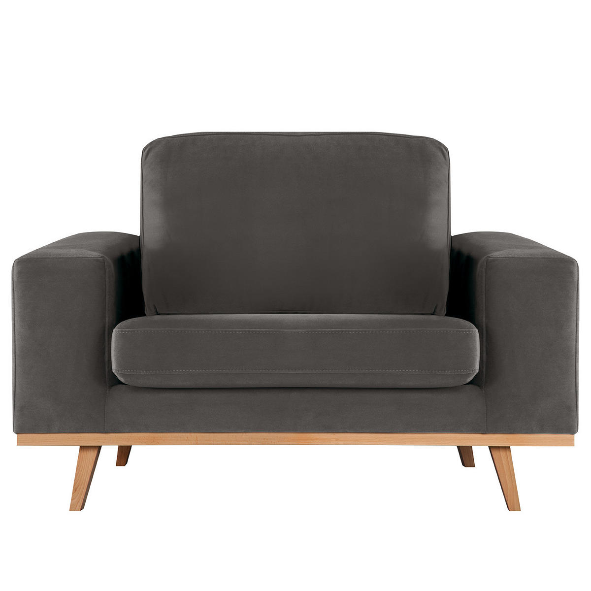 SESSEL - Dunkelgrau/Buchefarben, Textil (122/81/88cm) - home24