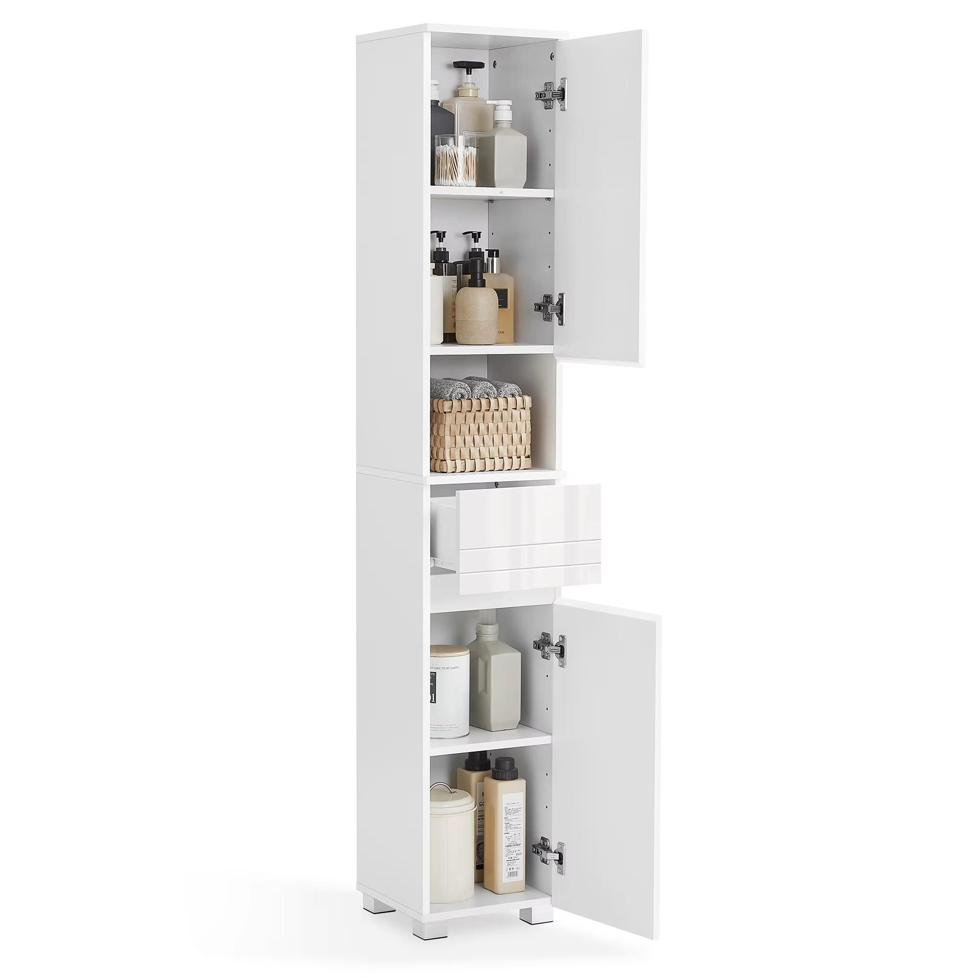HOCHSCHRANK 20/180/20 cm Schublade Regale Badmöbel - Weiß, Holz (30/170/30cm) - Coonoor