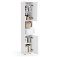 HOCHSCHRANK 20/180/20 cm Schublade Regale Badmöbel - Weiß, Holz (30/170/30cm) - Coonoor