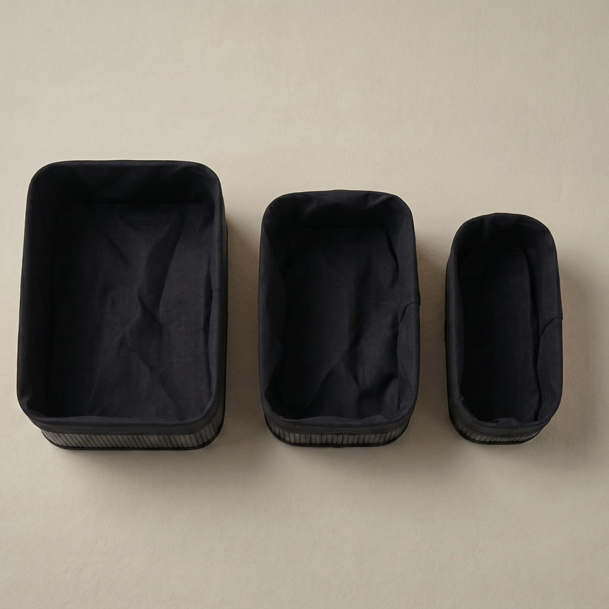 KORB 3er-Set 30/20/13 cm - Schwarz, Naturmaterialen (20/12/30cm) - BOXIMO