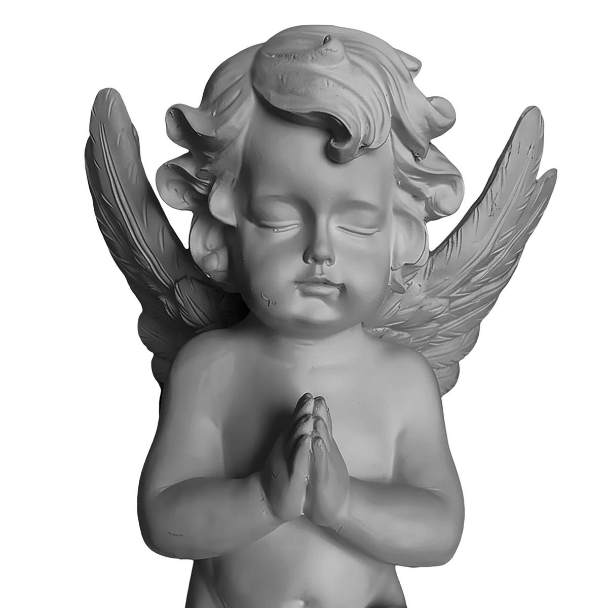 VRTNA figura angel - siva, umetna masa (22.5/36/18cm) - Relaxdays