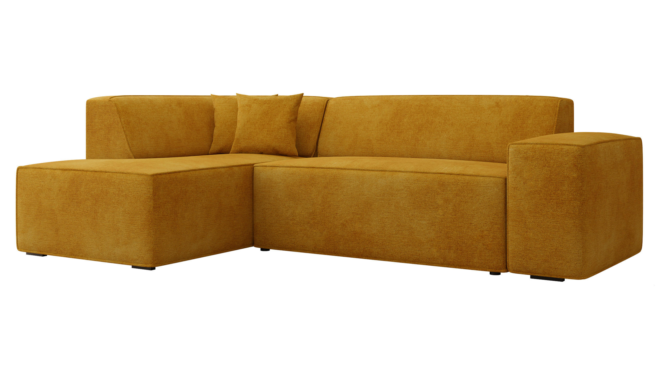 ECKSOFA Lordin, Seite: Links - Currygelb, Holz/Textil (267/205cm) - MIRJAN24