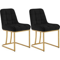ESSZIMMERSTUHL 2er Set Beine in Bogenform, Samt, Schwarz - Goldfarben/Schwarz, Kunststoff/Textil (47.5/84/57.5cm) - Woltu