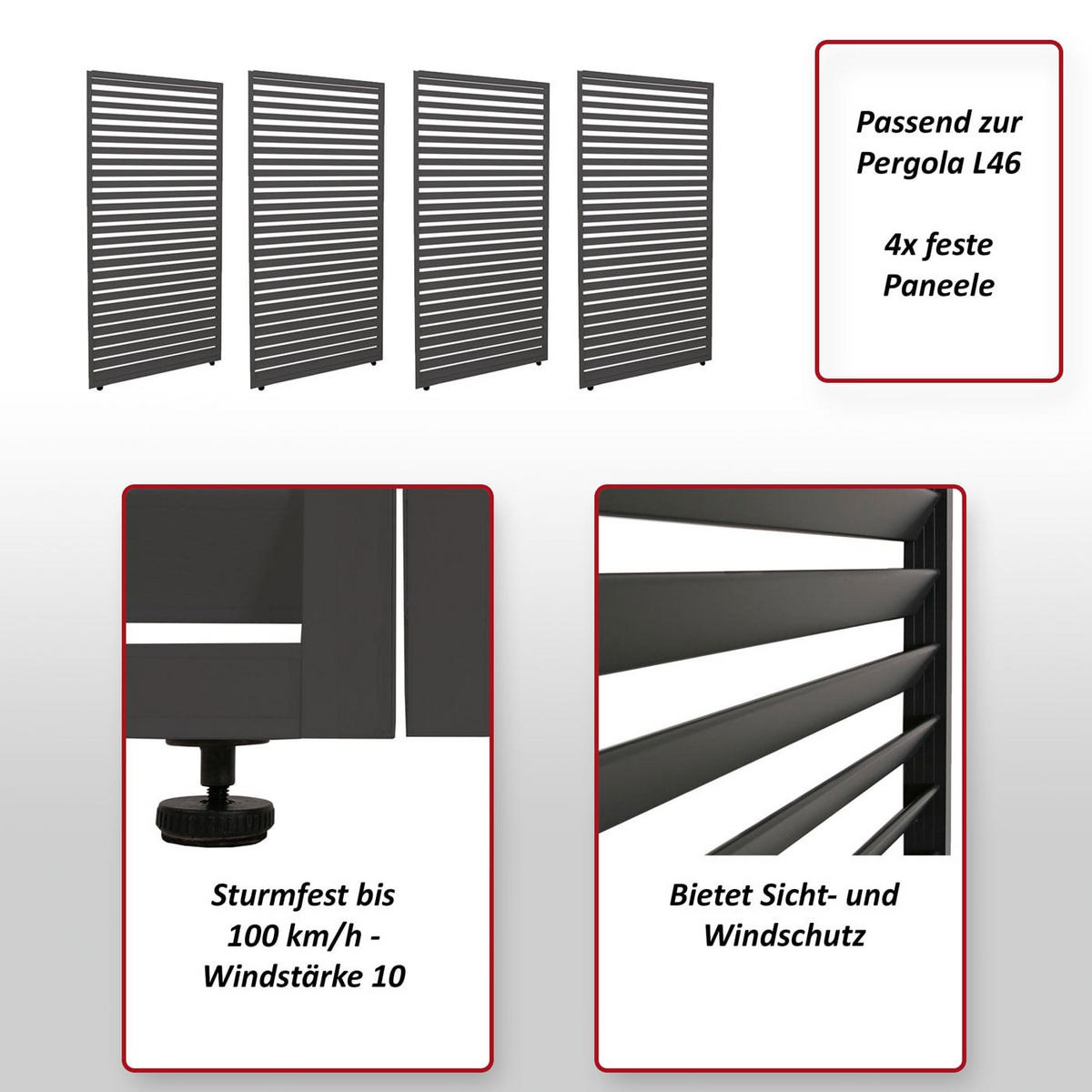 PANEELE FÜR PERGOLA Weiß 4er-Set-Set - Weiß, Metall (369/204/4cm) - MCW