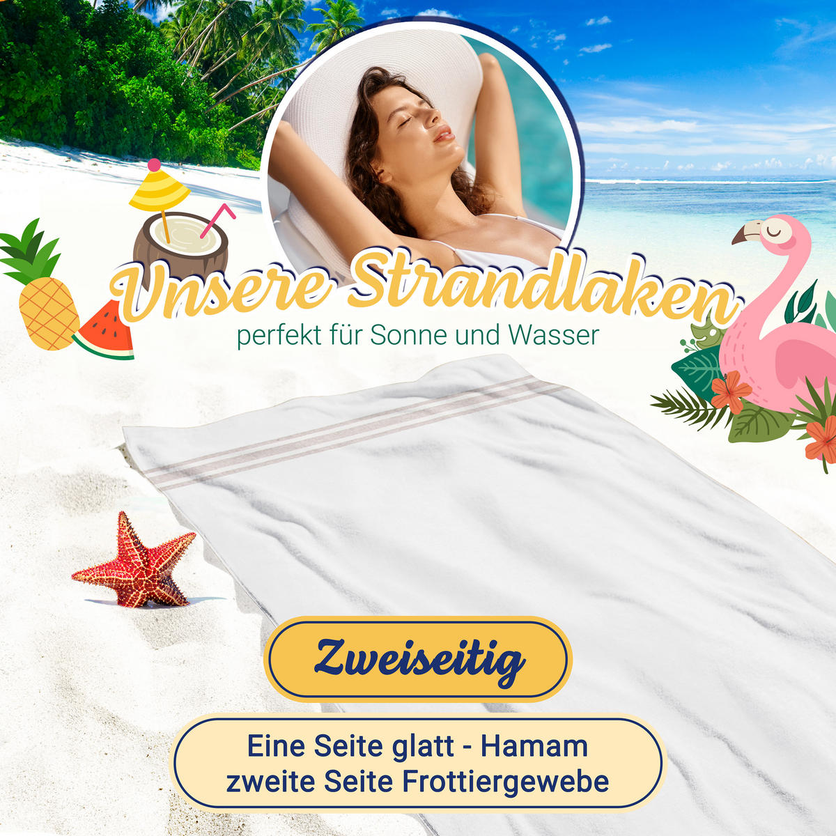STRANDTUCH, 100% Baumwolle - Weiß, Textil (70/180cm) - Zollner