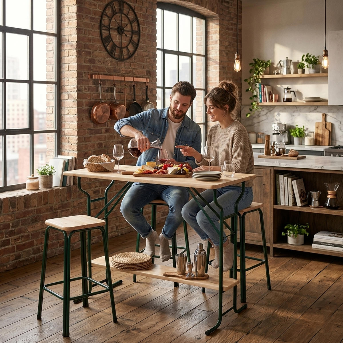 STEHTISCH Mino - 113cm klappbar, Bistrotisch Metall + Holz lackiert, Bartsich mit Fuss-Stütze - Braun, Metall (70/113/110cm) - TPFGarden