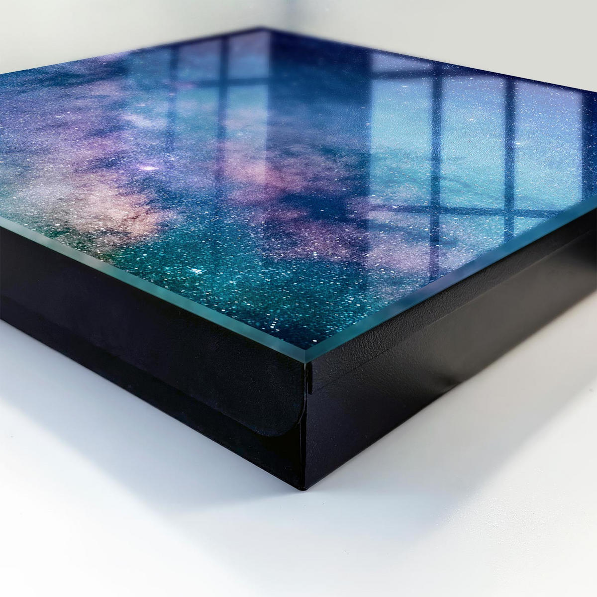 SCHLÜSSELBOX Schwarz 30x30 cm- Türöffnung nach rechts - Kosmische Nacht - Blau, Metall (30/30/5cm) - TULUP
