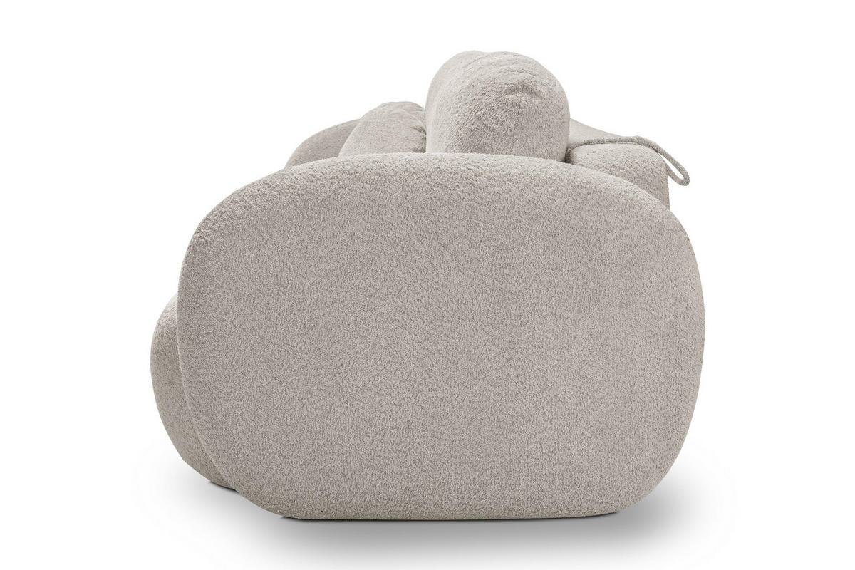 BETTSOFA AMICO Grau Bucle-Stoff mit Schlaffunktion - Grau, Holz (238/86.5/101cm) - MASSENO