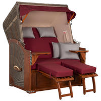 STRANDKORB Seeblick 2 Sitzer Mahagoni - Rot/Braun, Metall (125/170/80cm) - Mr. Deko