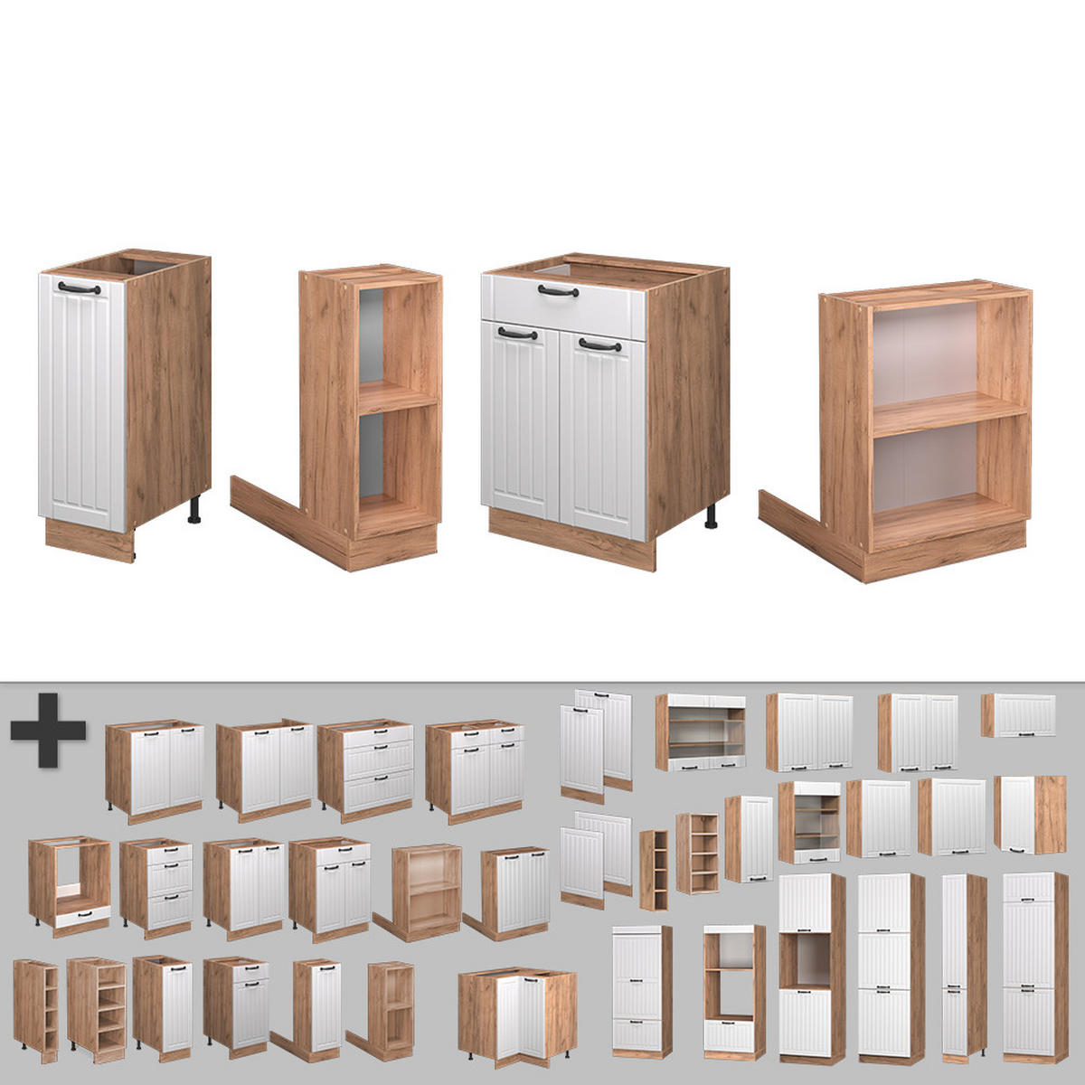 Honigeiche/Weiß, Holzwerkstoff (90/82/60cm) - Vicco