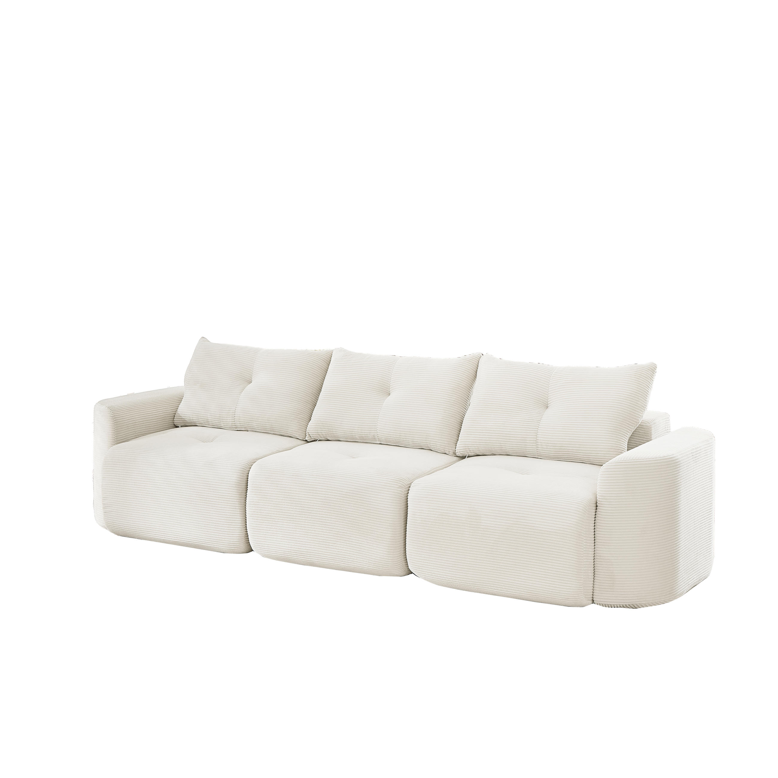 3-SITZER-SOFA 2+1 Wabi-Sabi Cord, DE-42909, Creme - Beige, Textil (279/94/100cm) - ComfortXL