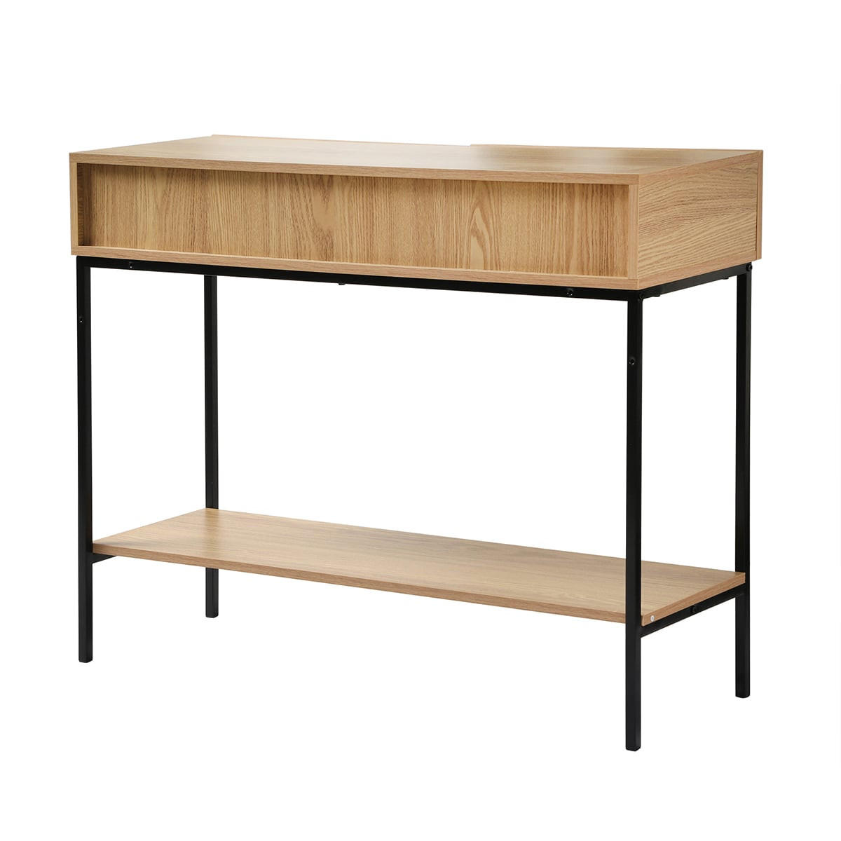 KONSOLE mit 2 Schubladen und 1 Regalboden in Eichenoptik - L100cm - Eschefarben, Holzwerkstoff (41/35/81cm) - Calicosy