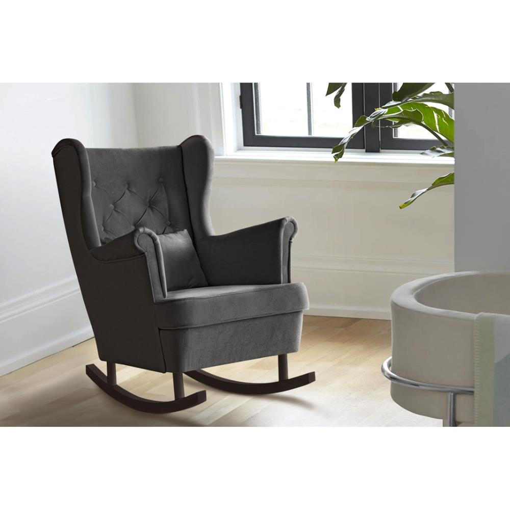 SCHAUKELSTUHL Fabio grau mit Wenge Beinen - Wengefarben/Grau, Textil (82/103/108cm) - Beautysofa