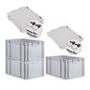 EUROBOX 3x Nextgen Economy Mit Scharnierdeckel Grau/Schwarz Griffe Geschlossen - Schwarz, Kunststoff (40/32/60cm) - PROREGAL