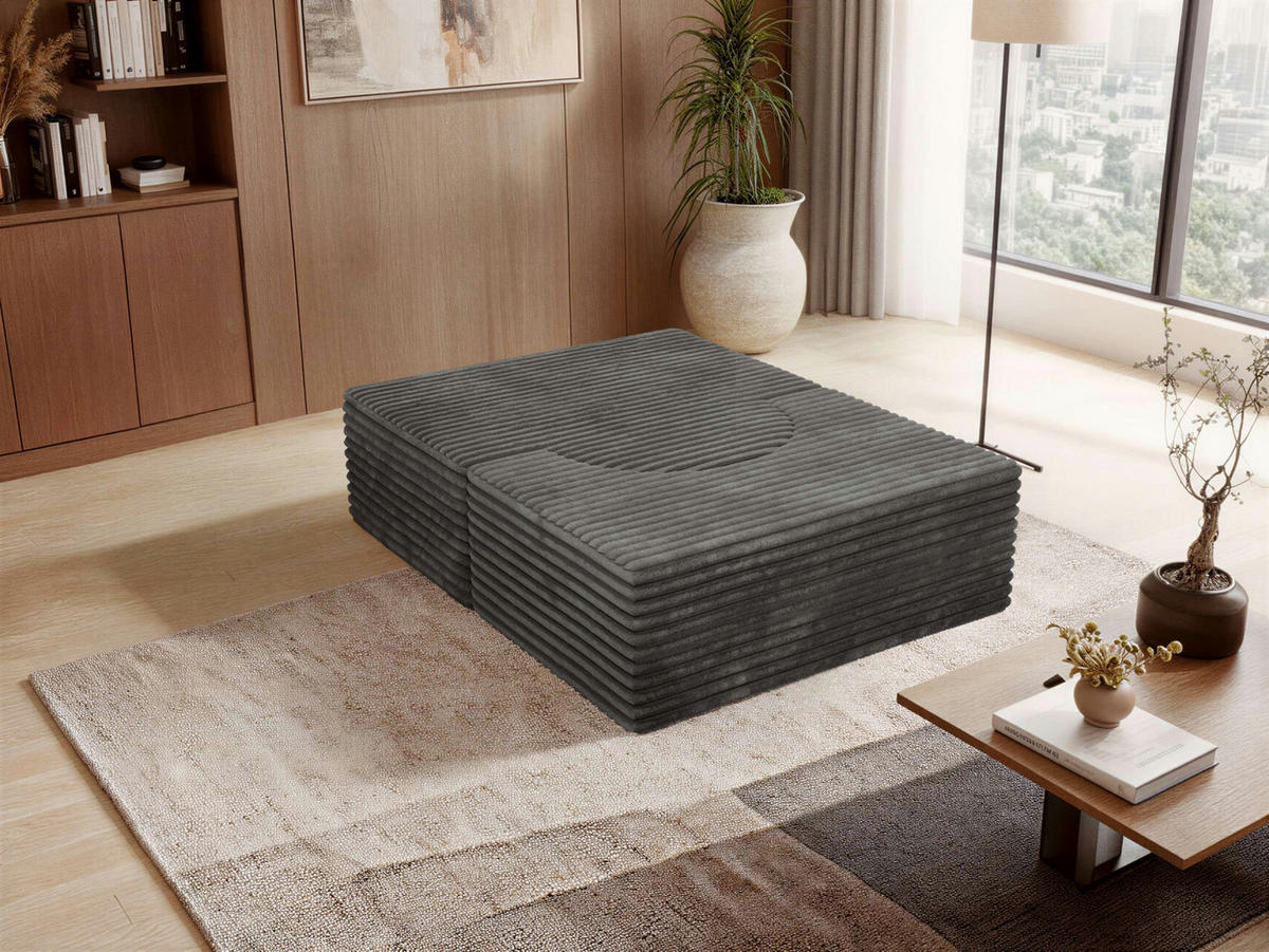 1-SITZER BODENSOFA SANOA - Grau Cord - Grau, Textil (100/68/96cm) - MKS
