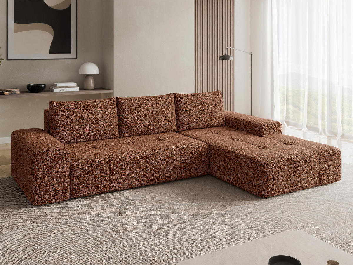 ECKSCHLAFSOFA Tonseo L, Seite: Rechts - Schwarz/Bronzefarben, Holz/Kunststoff (275/173cm) - MIRJAN24