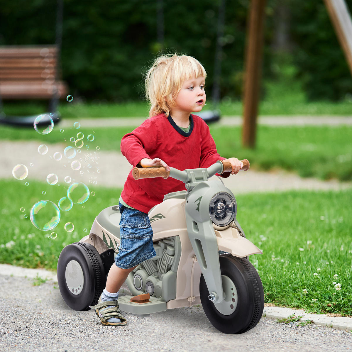 ELEKTROMOTORRAD, Cremeweiß, Kunststoff, Metall - Creme, Kunststoff (80/36/43.5cm) - AIYAPLAY