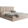 POLSTERBETT Amira Slim mit Bettkasten, Beige Samt 140x200 cm - Ecru/Beige, Holz/Holzwerkstoff (140/200cm) - WFL GROUP