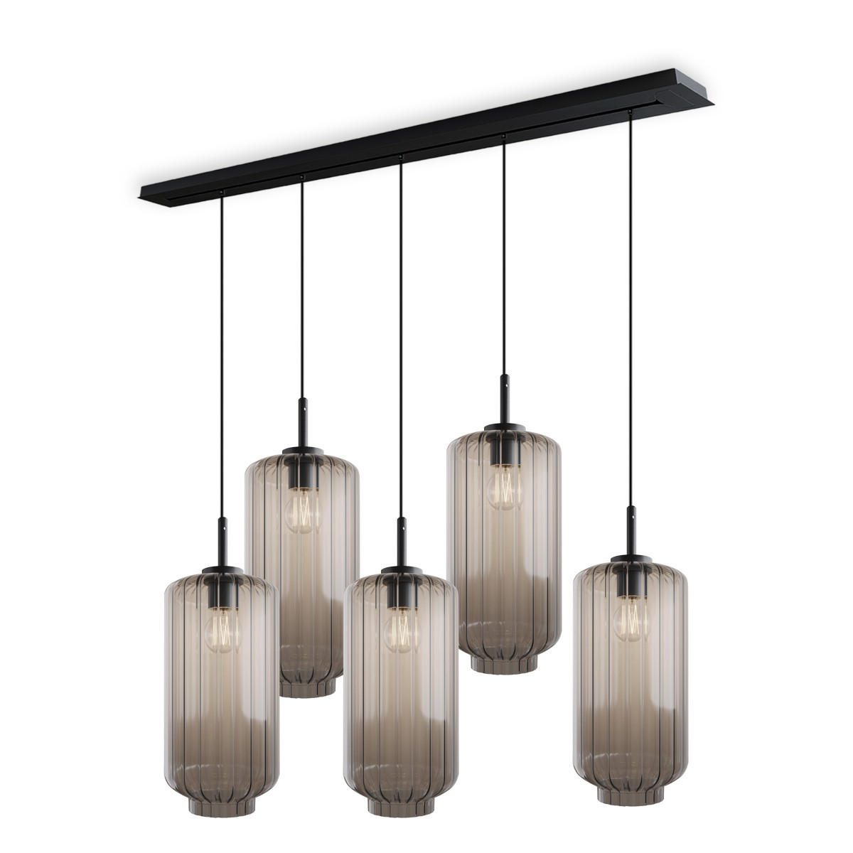 HÄNGELEUCHTE Velo 5-flammig Klar Ø 18cm - Klar/Schwarz, Glas (18/18/33cm) - s.luce