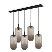 HÄNGELEUCHTE Velo 5-flammig Klar Ø 18cm - Klar/Schwarz, Glas (18/18/33cm) - s.luce