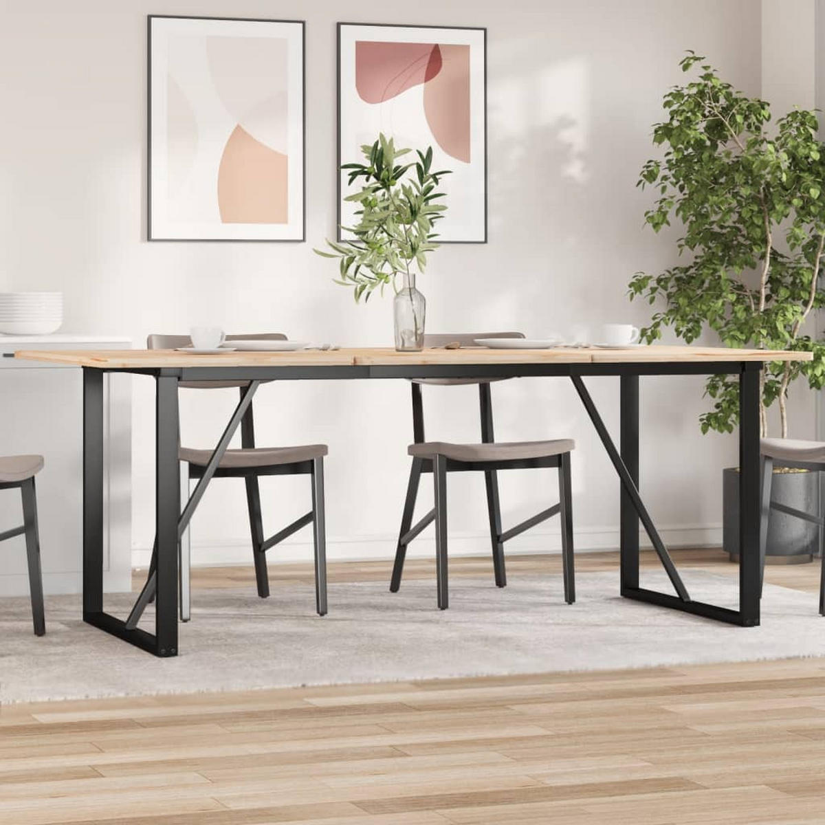ESSTISCH-GESTELL In O-Form 160/80/73 Cm Stahl - Schwarz, Metall (80/73/160cm) - vidaXL