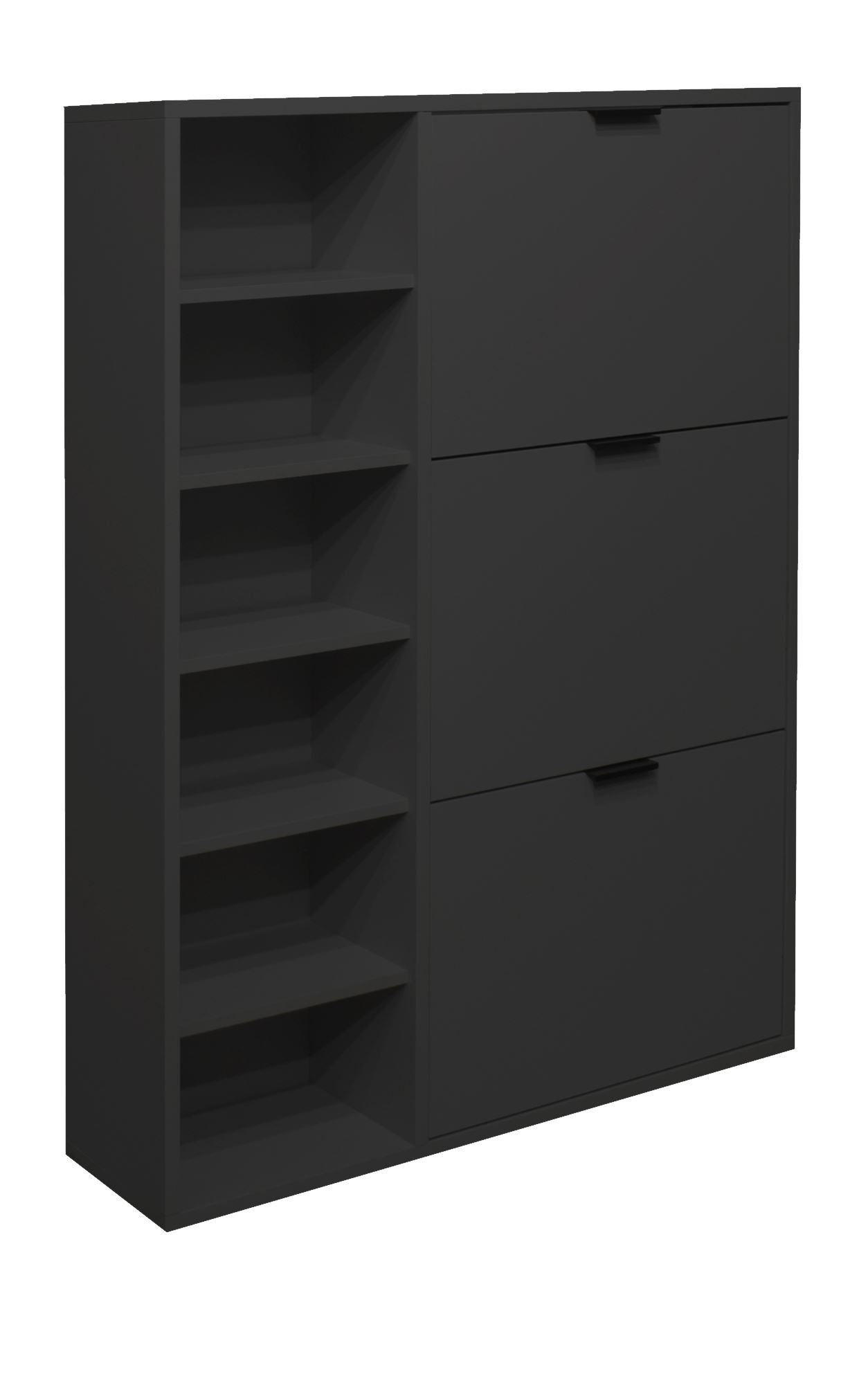 SCHUHSCHRANK Erna 95x25x126 Anthrazit matt Lack - Grau, Holzwerkstoff (95/126/25cm) - 58aufmkessel