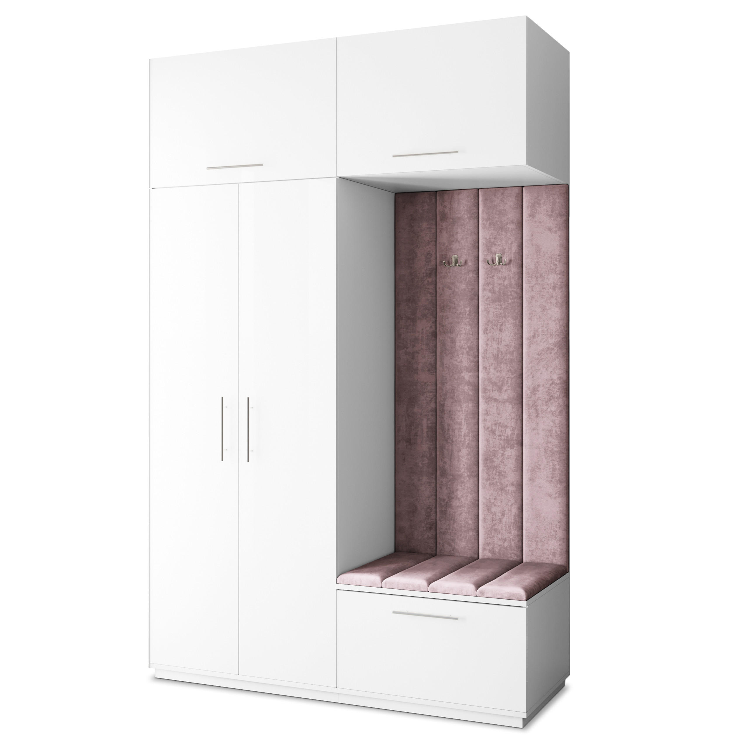 GARDEROBENSCHRANK REMA 150/240/60 cm Modern Garderobe-Set Weiß - Lila/Weiß, Holzwerkstoff (150/240/60cm) - MASSENO