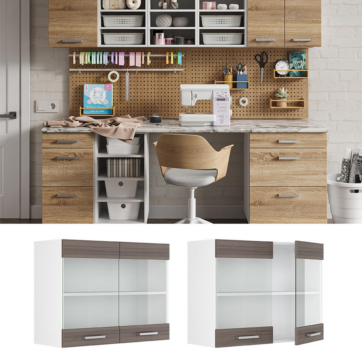 UNIVERZÁLNÍ NÁSTĚNNÁ SKŘÍŇKA R-Line Šedá - šedá, kompozitní dřevo (80/60/31cm) - Vicco